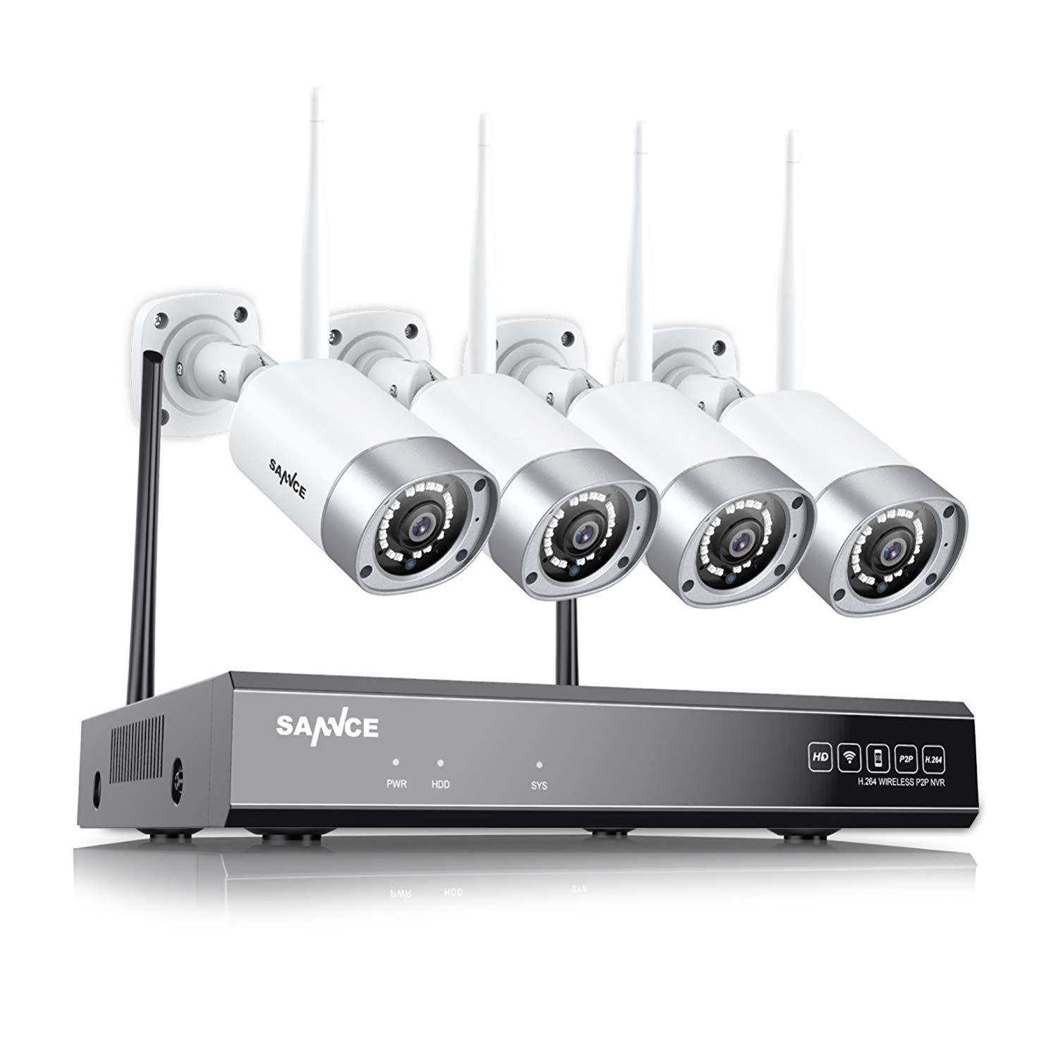 SANNCE 8CH 1080P Wireless Kit de Vidéosurveillance sans Fil NVR Enregistreur avec 8 IP Caméra 2MP de Surveillance sécurité WiFi Extérieur Smartphone Accès à Distance,sans HDD