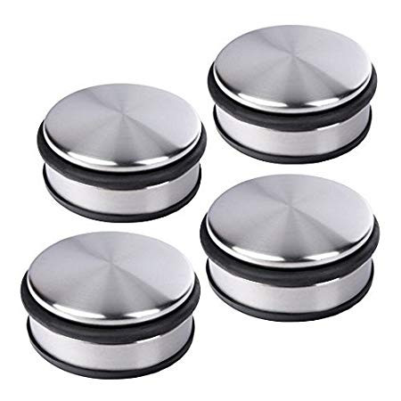 Pack de 4 butoirs de porte plats env. 10 x 4 cm en acier inoxydable
