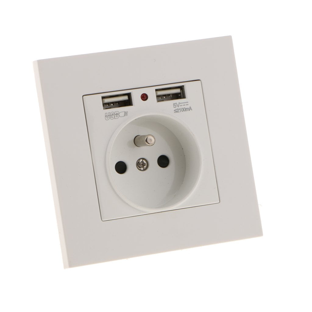 Sharplace Prise Murale,Prise Electrique Murale avec Double USB – Chargeur pour iPhone/Android