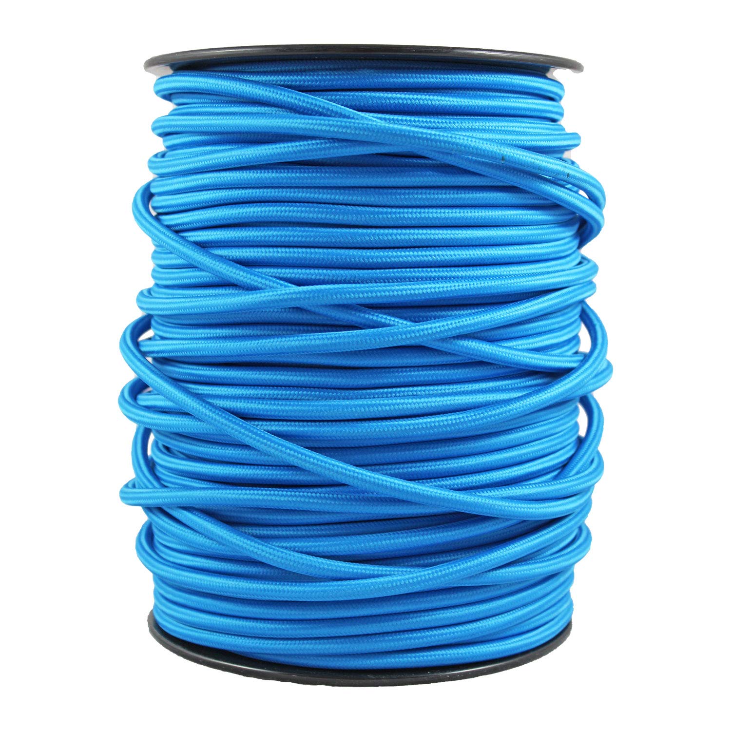 Câble électrique textile pour lampe. Coloris bleu, longueur 5 mètres, 3 Broches (0,75mm²). Parfait pour tous les projets de bricolage