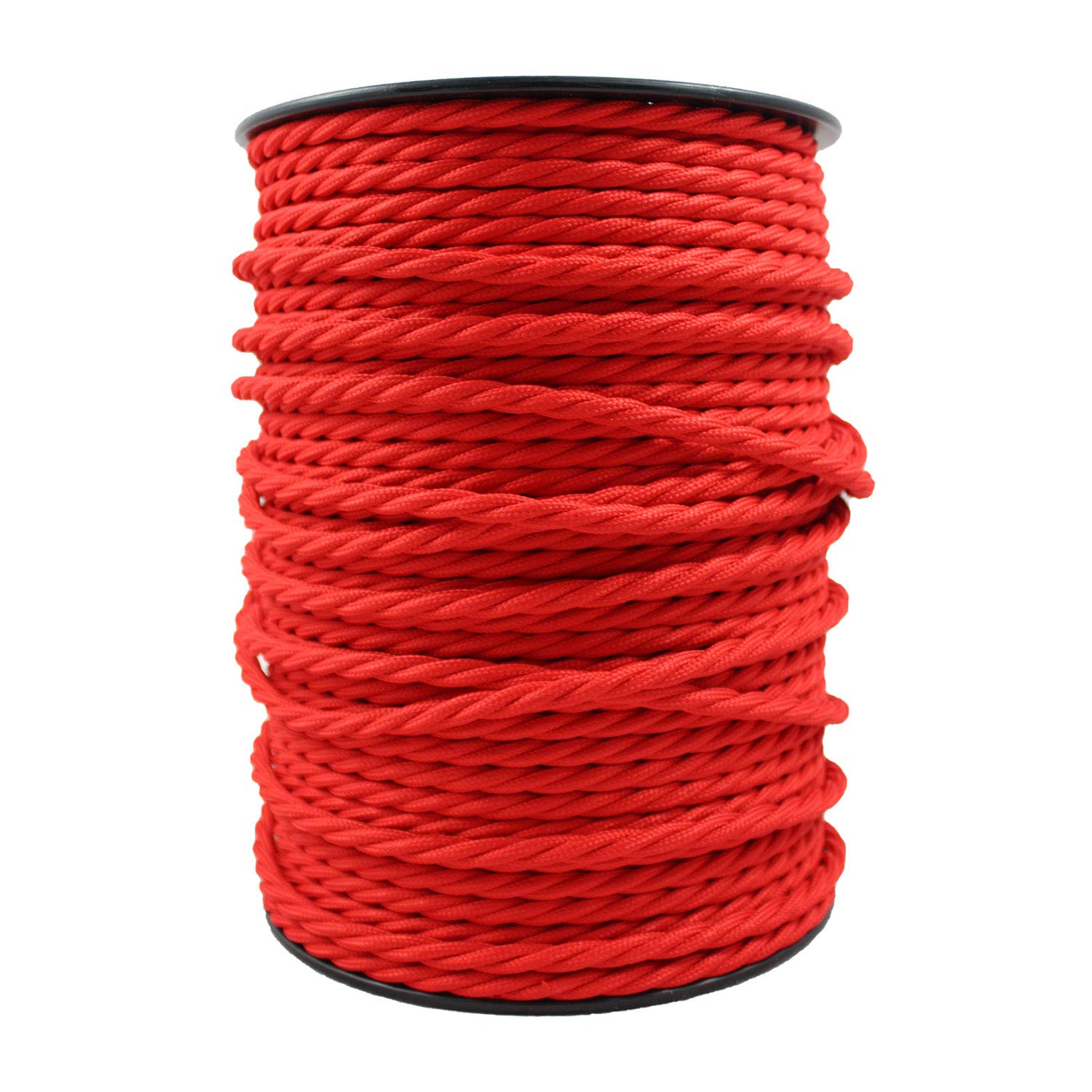 Câble électrique textile pour lampe. Couleur rouge, longueur 3 Mètres. Livré avec 3 broches (0,75mm²). Idéal pour tous les projets et travaux de bricolage