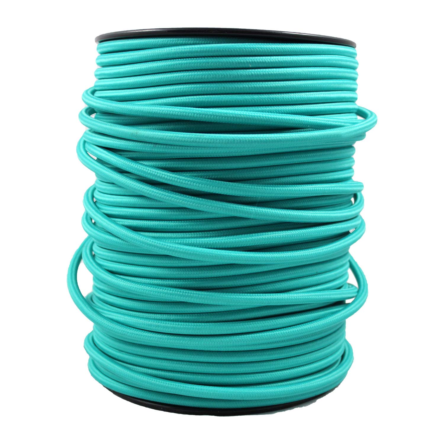 Câble électrique textile pour lampe couleur turquoise. Longueur 5 mètres, avec 3 broches (0,75mm²). Parfait pour les projets de bricolage et DIY. Marque Smartect