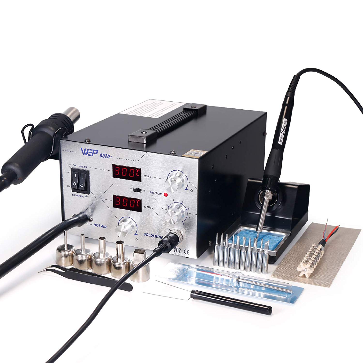 Station de fer à souder professionnelle ESD SAFE WEP 952D + SMD, 2 en 1 avec reprise à chaud
