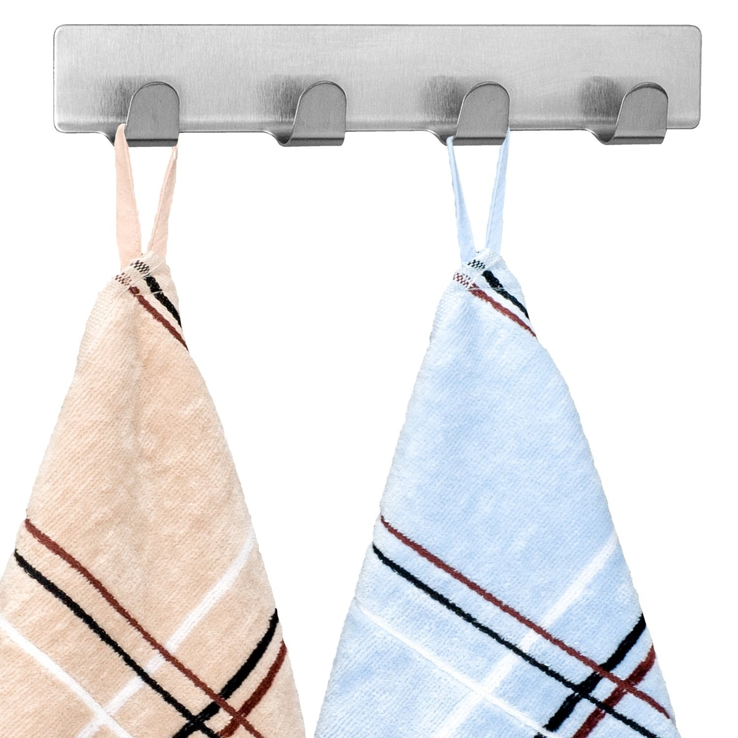 Tatkraft Fyra | Porte Torchons Adhésif avec 4 Crochets Inoxydables | Patère Mural Autocollants pour Cuisine et Salle de Bain | Inox | Fixation et Installation Faciles | Supporte Jusqu’à 5 Kg