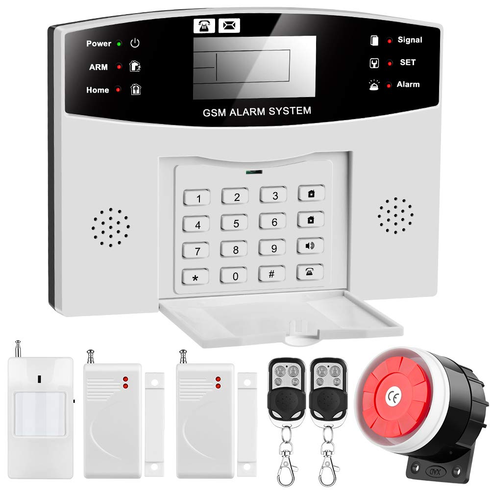 Système d’alarme LCD sans fil GSM et SMS. Un système anti-effraction complet afin de protéger votre maison contre les intrus. Composeur automatique de numéros de téléphone.Extensible et en version Française