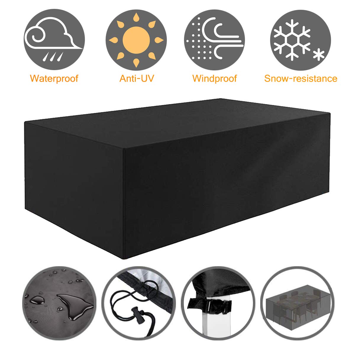 Tvird Housse Salon de Jardin Housse de Meuble Couverture de Protection Housse Salon Imperméable 420D Tissu Oxford Anti-Vent/Pluie/UV/Poussière avec Boucle de Verrouillage( 242x162x100cm)