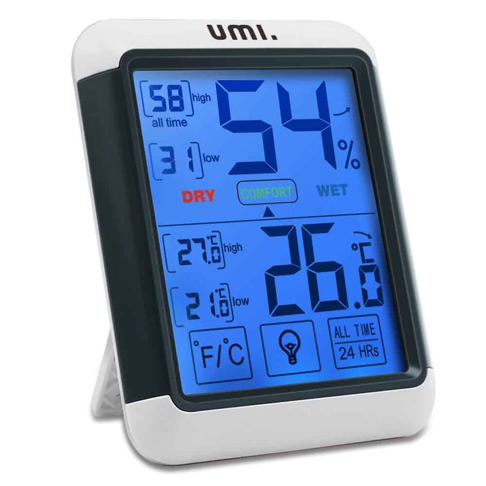 Umi. Essentials Thermomètre Hygromètre Intérieur Thermomètre Numérique Sans Fil pour Température Humidité Thermomètre d’ambiance Jauge D’humidité avec Rétroéclairage et Max/Min Enregistrements