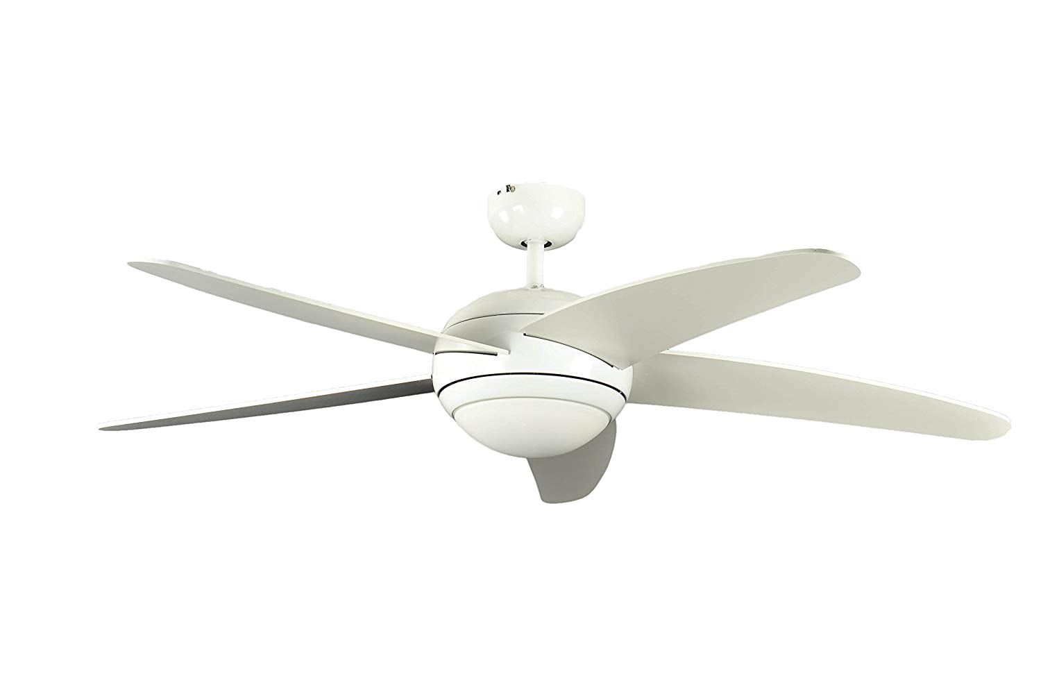 Ventilateur de plafond reversible blanc 132 cm avec éclairage et télécommande. Pâles Blanches