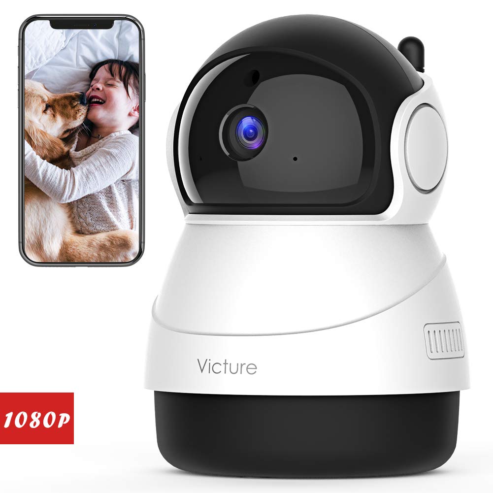 Victure 1080P FHD Caméra de Surveillance WiFi, Caméra IP Sécurité sans Fil avec Vision Nocturne Détection de Mouvement, Caméra Bébé avec Audio Bidirectionnel Pan/Tilt