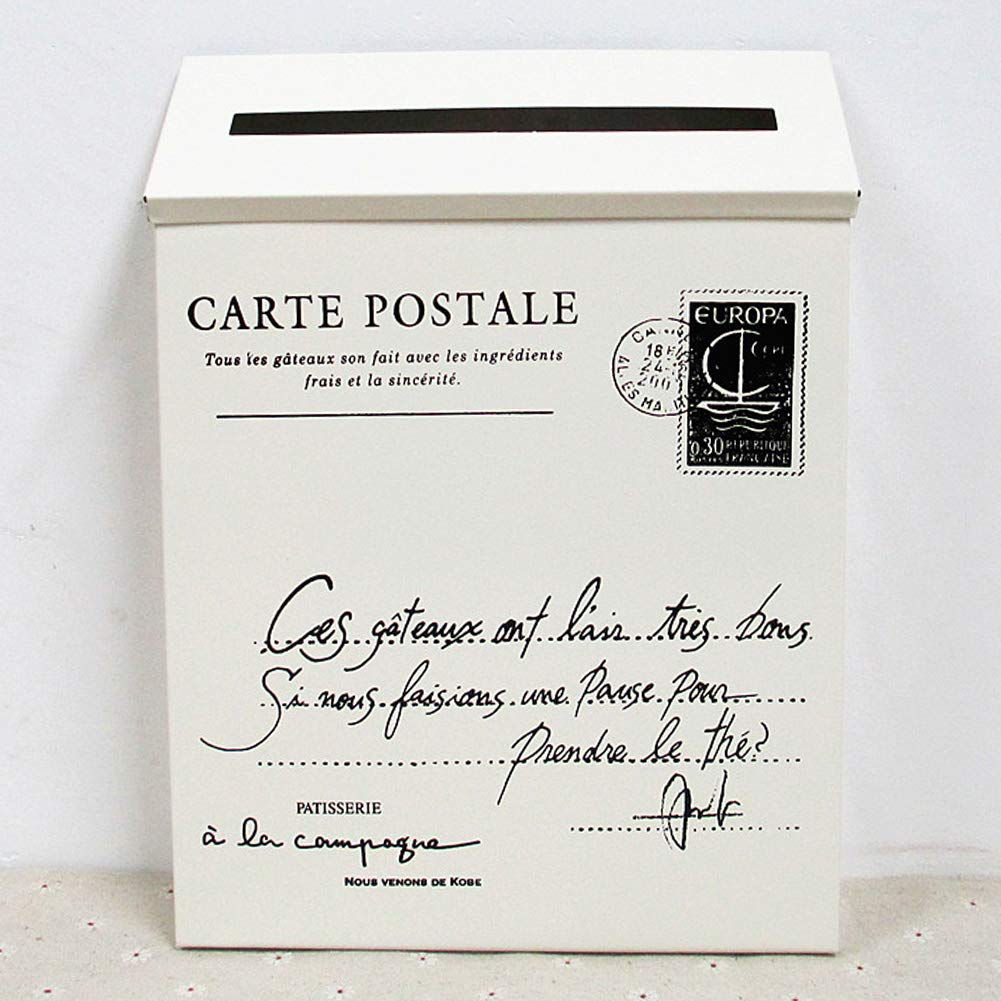 Vintage étanche Boîtier en métal pour boîte aux Lettres Tenture Murale de décoration Maison(White)