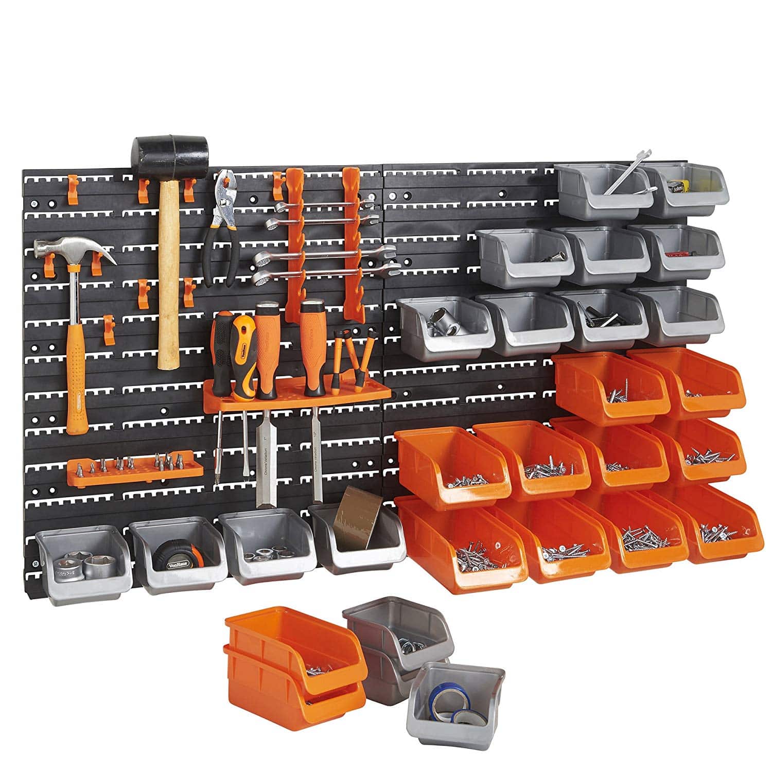 VonHaus Ensemble Casiers de Rangement et Crochets 44pc avec Panneaux Muraux