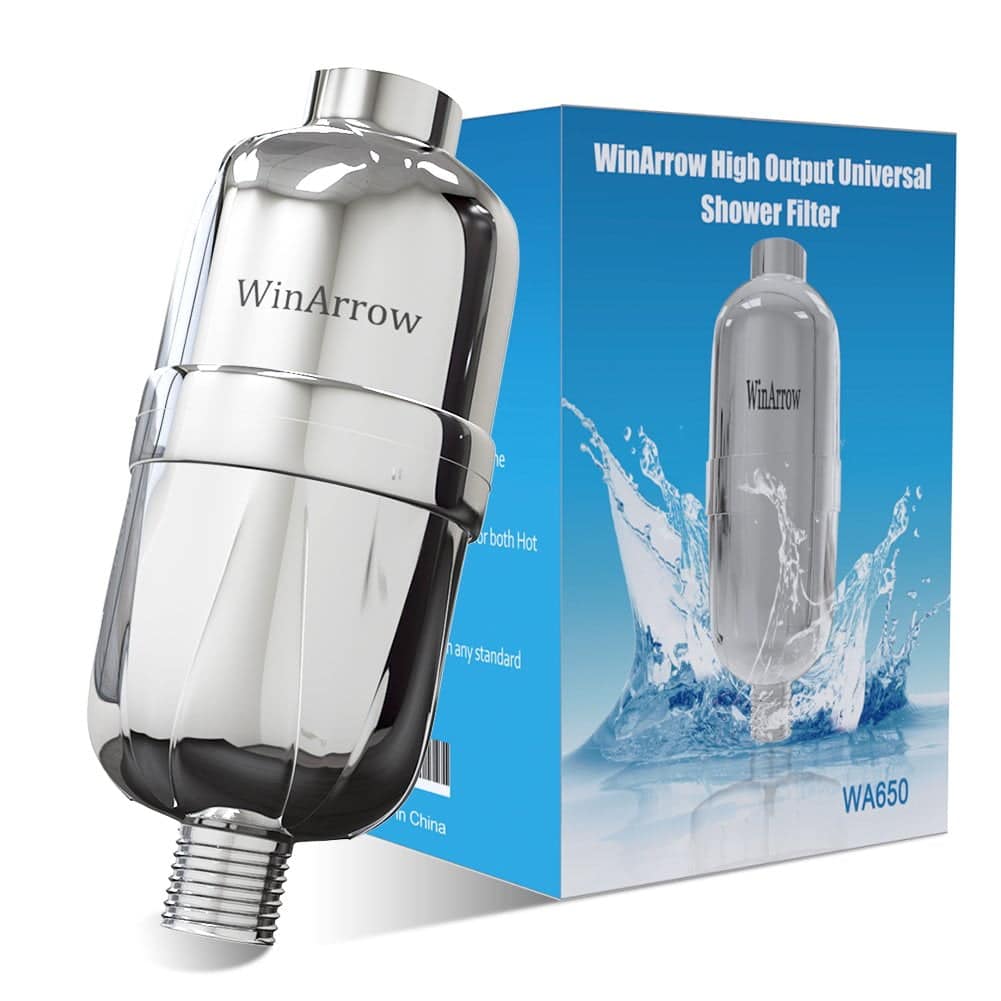 Winarrow- Filtre à Douche Remplaçable, Long Universel et à Haute Puissance Douche Filtre pour Chaud / Froid Améliore Hygiène avec Bande de Téflon – WA650 Argent