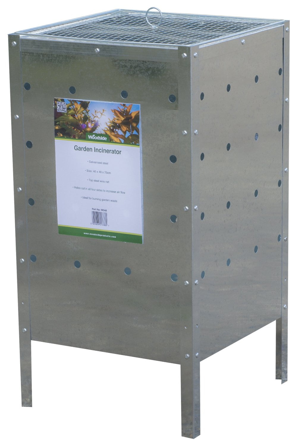 Woodside – Incinérateur de jardin – galvanisé – carré – 120 L