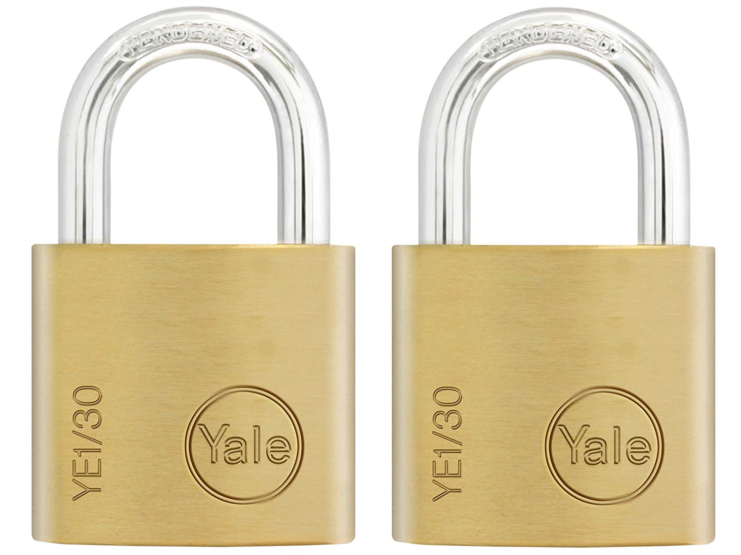 Yale YE1/30/115/2 – Lot de 2 Cadenas Laiton Massif 30 mm, 3 Clés – Pour Casier Scolaire Ecole, Vestiaire de Sport, Boîte à Outils, Armoire