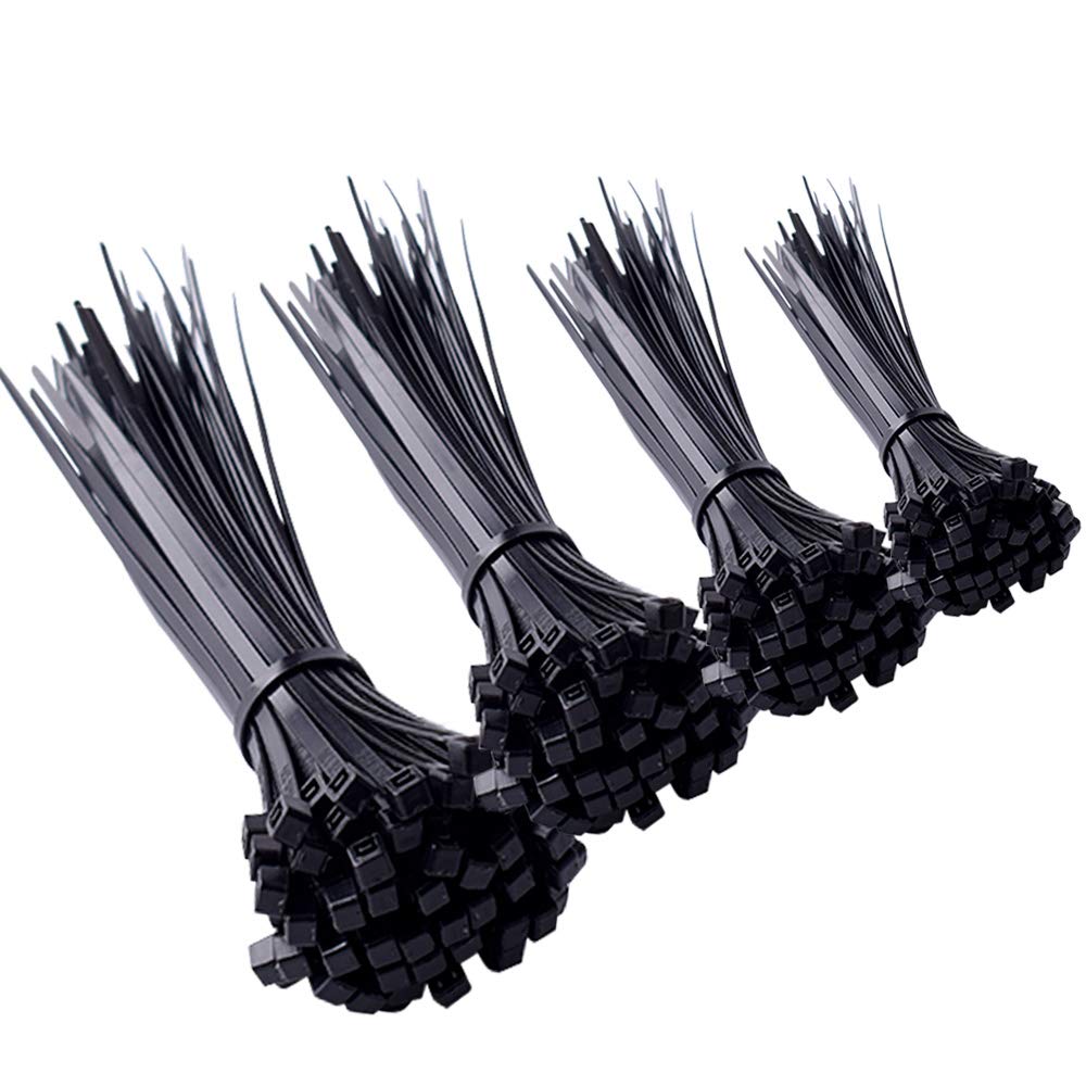 800 pièces Attaches de Câbles en Nylon Attaches de Câbles Électriques Noires pour Cable Management