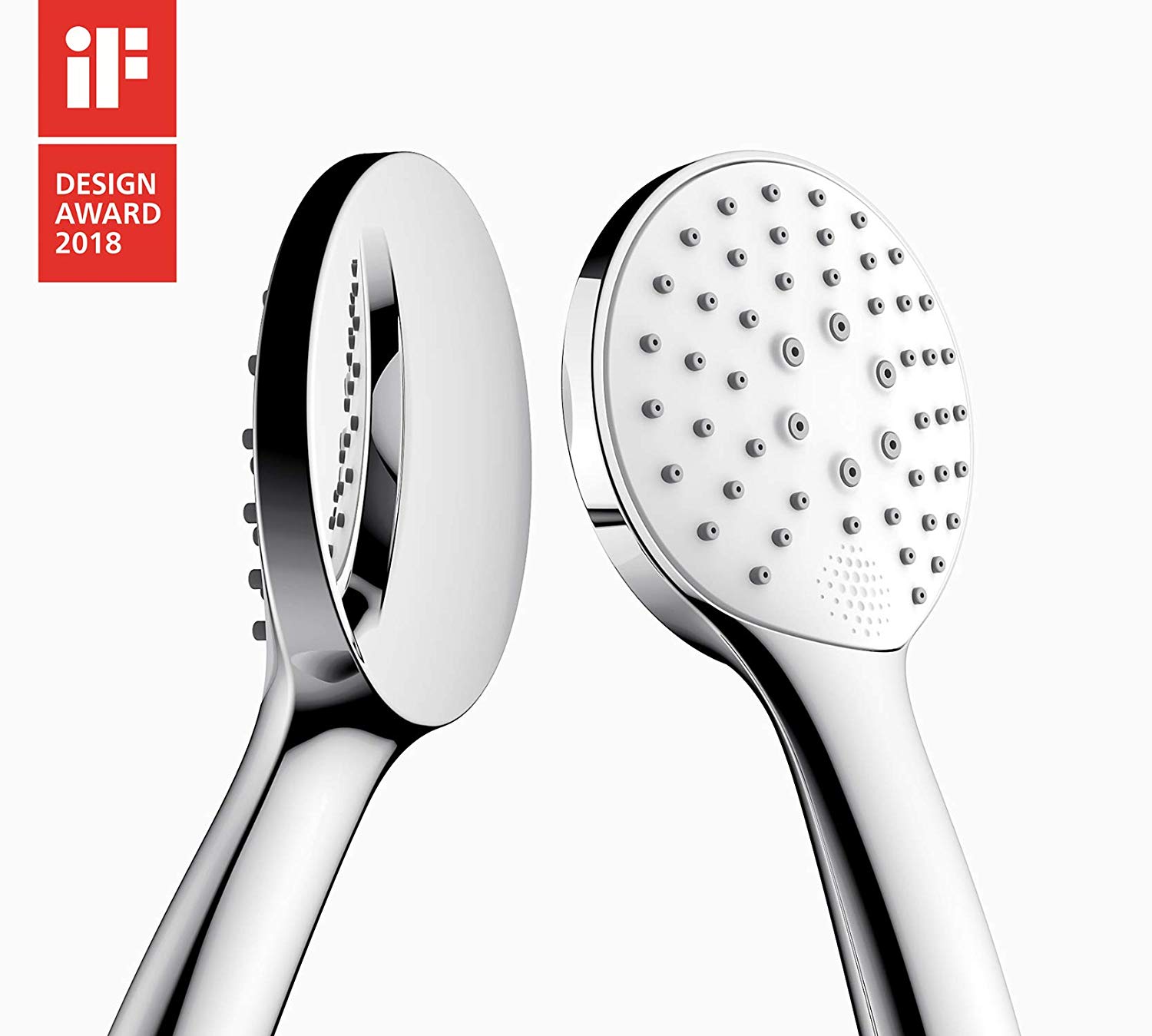 Amzdeal Pomme de Douche à main, Douche à main sans Interrupteur à bouton-poussoir, Pommeau de douchette 110mm, Equipé de trois modes / 2018 IF Design Award