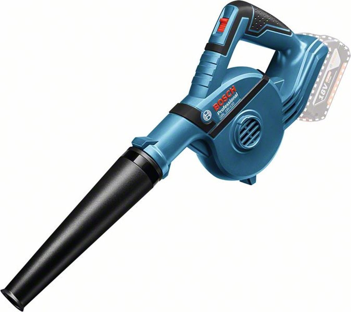 Bosch Professional Ventilateur GBL de 120 Solo 18 V sans batterie avec 4 embouts (également utilisable comme Souffleur), jusqu’à 270 KM/H, 1 pièce, 06019 F5100