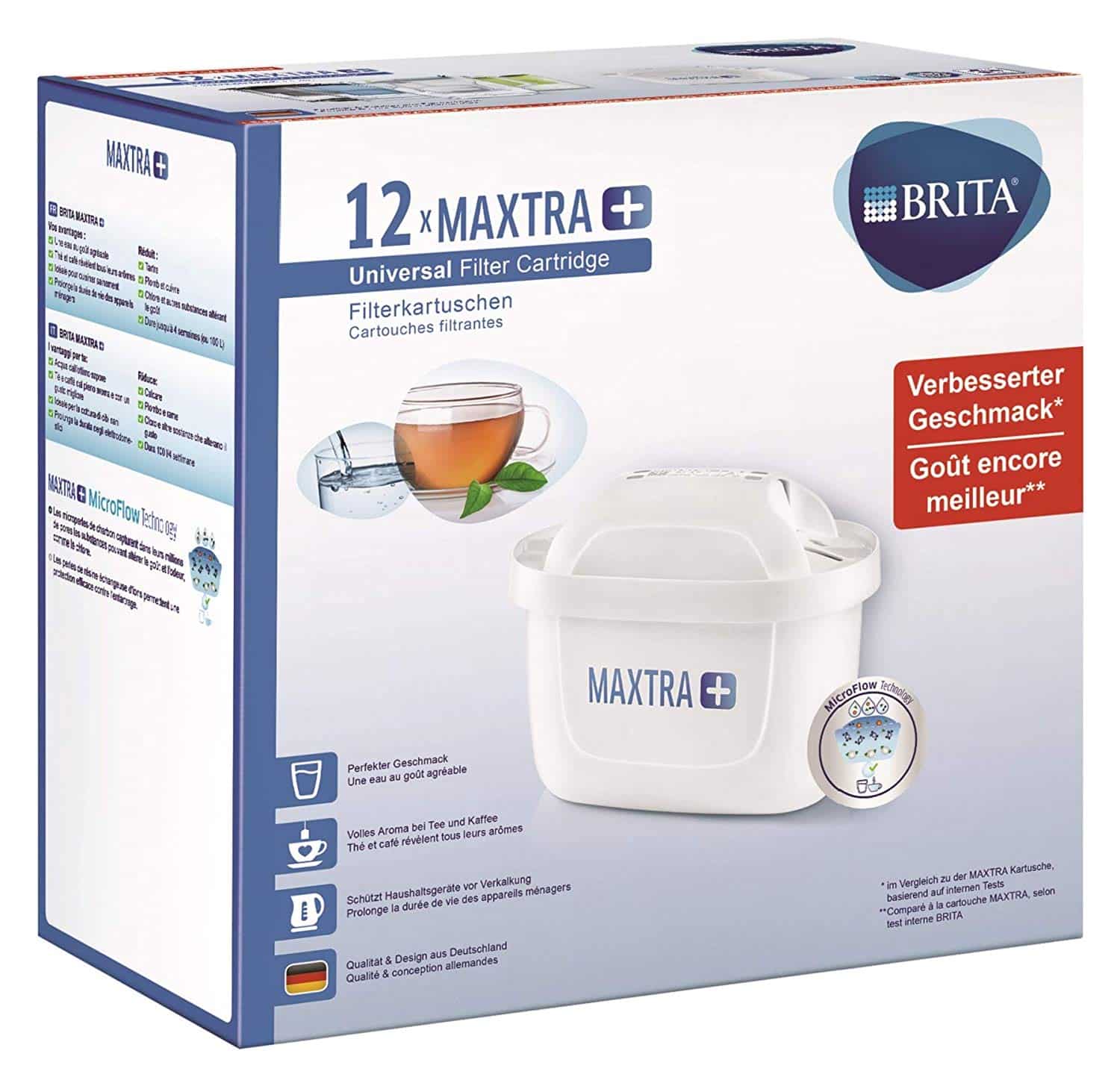 BRITA, Cartouche Filtrante pour Carafe, MAXTRA+ Haute Performance (Nouvelle Formule) – Paquet 12