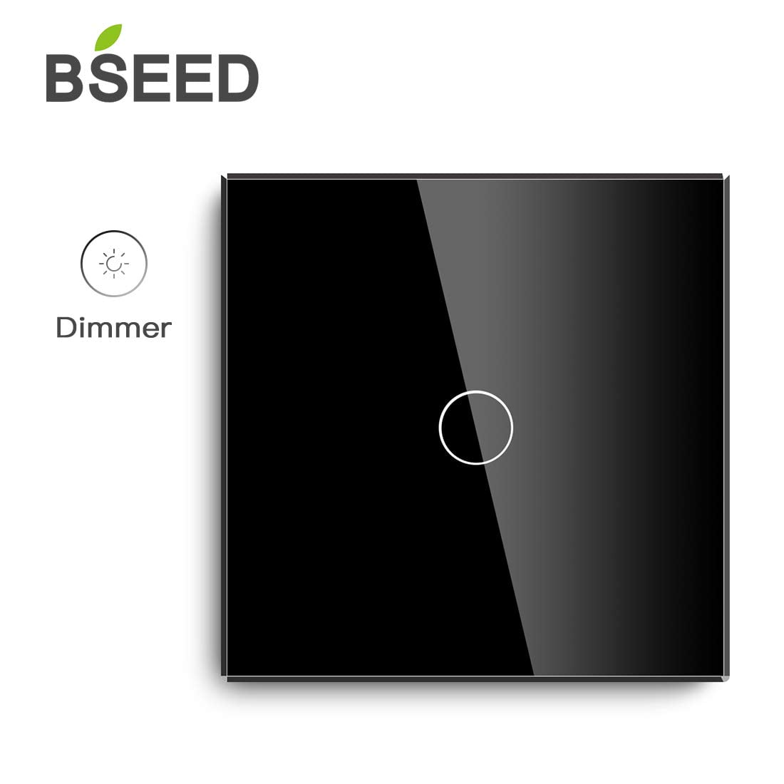 BSEED Interrupteur Variateur Tactile 1 Canal, Interrupteur Variateur Tactile Noir Interrupteur Tactile Sensible Noir – Compatible avec ampoule à incandescence et dimmable