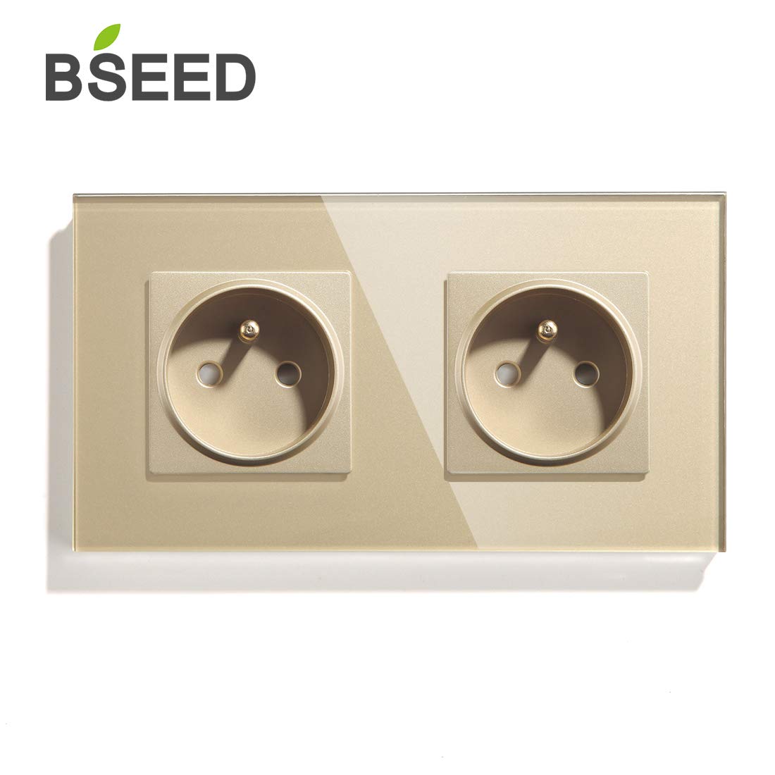 BSEED prise murale 16amp Double Prises de courant alternatif Panneau en verre cristal standard français nouveau prise murale Or