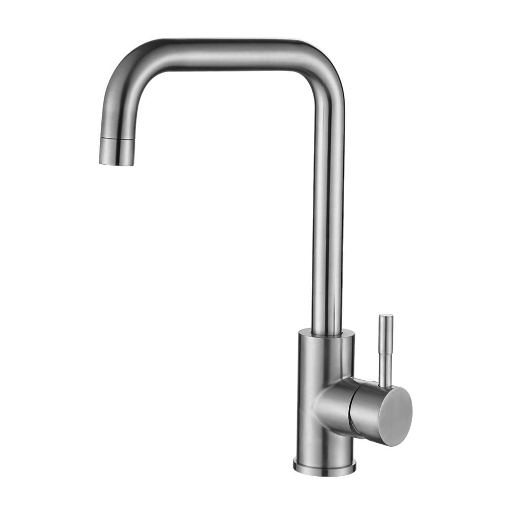 Buy4Top Robinet de Cuisine, l’acier inoxydable nickel brossé, Mitigeur cuisine et Chaude et Froide Réglable Robinet, Seul levier, Monobloc 360 º bec cuisine robinet