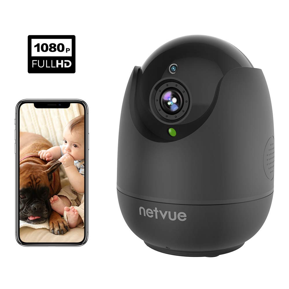 Caméra Surveillance WiFi, NetVue 1080P FHD Dôme Caméra IP sans Fil, Vision Nocturne, Détection de Mouvement, Audio Bidirectionnel, Pan/Tilt/Zoom Vidéo Surveillance Intérieur pour Bébé/Chien/Animaux