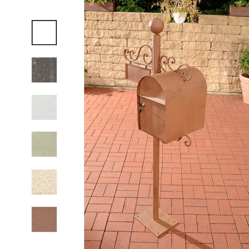 CLP Boîte aux Lettres Charlize, Boîte aux Lettres sur Pied avec Un Design Nostalgique, 150 cm de Hauteur, en Métal avec Porte-nom, Porte-journaux Style Vintage, Couleur au Choix: Marron Antique