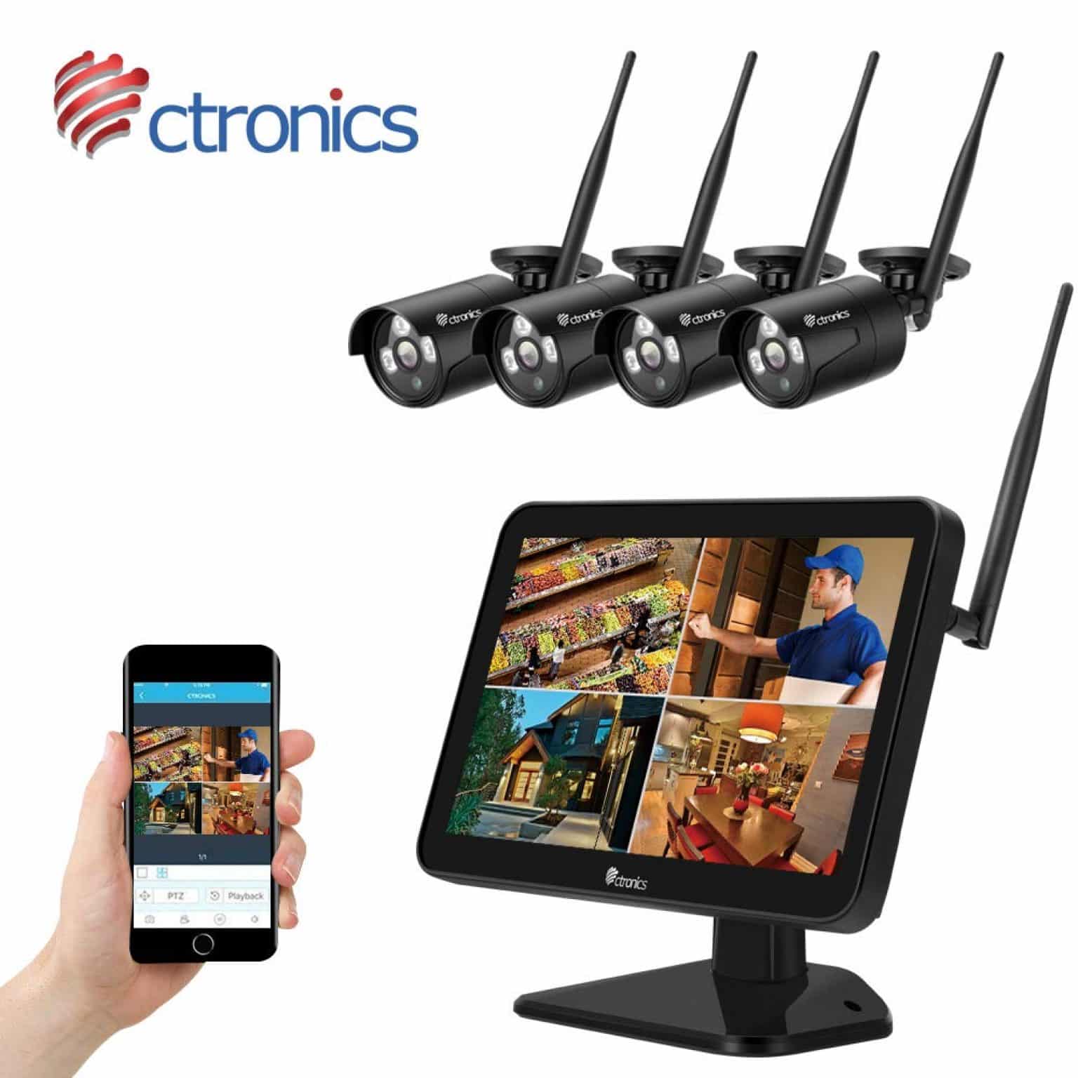 Ctronics (H.265) 1080P Kit caméra de Surveillance WiFi Exterieur sans ...