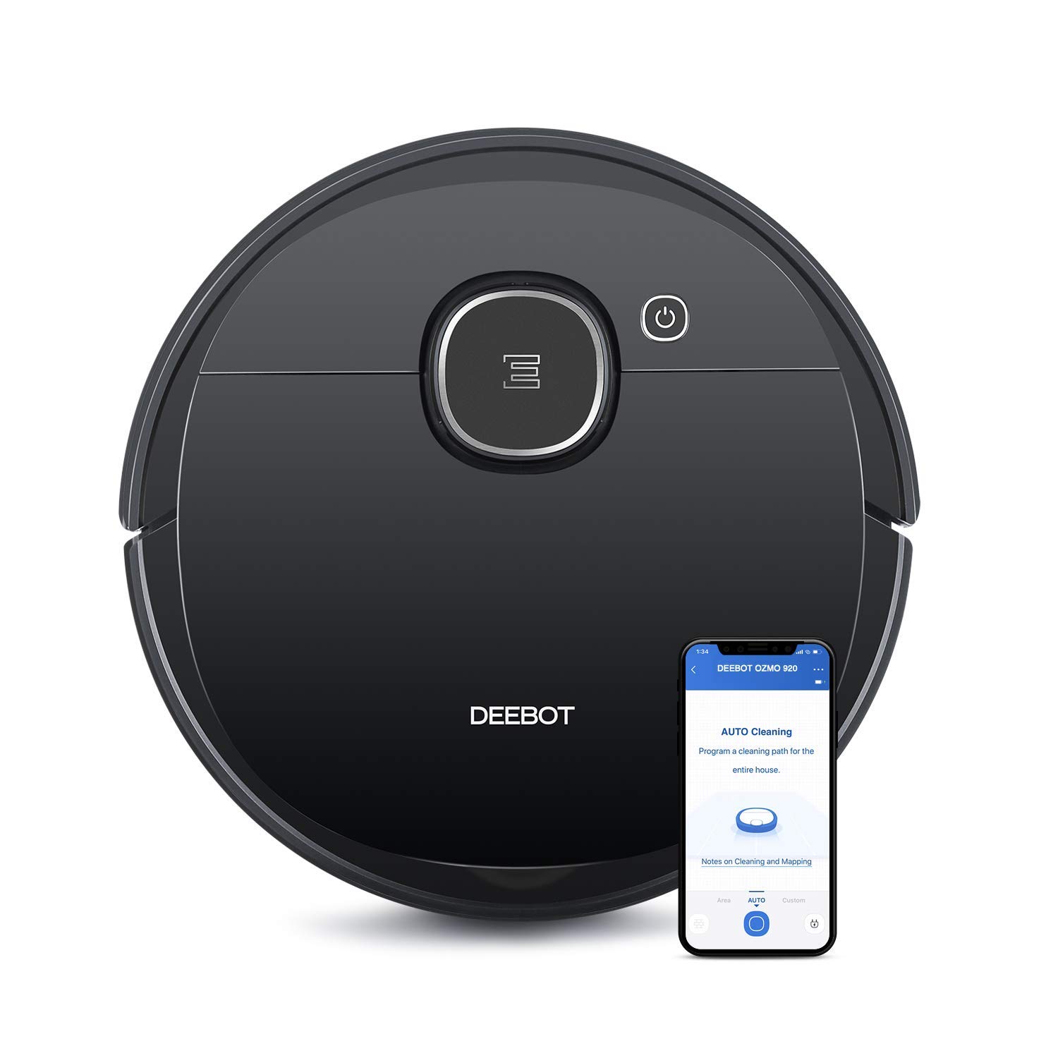 ECOVACS OZMO920 Robot Aspirateur Laveur, 2-en-1 avec Technologie Laser Smart Navi 3.0, Nettoyage Personnalisé, Cartographie multi-étages, Barrières Virtuelles, sur les Tapis, Moquettes et Sols Durs