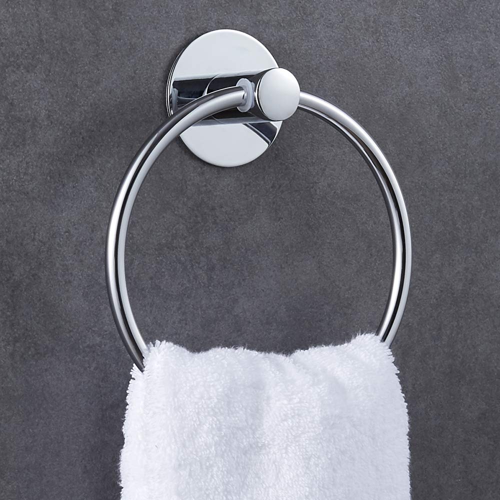 GERUIKE Anneau à Serviettes Anneau Porte-Serviette Auto Adhésif Acier Inoxydable Finition Poli Sans Clou Inoxydable Pose Murale Sans Perçage