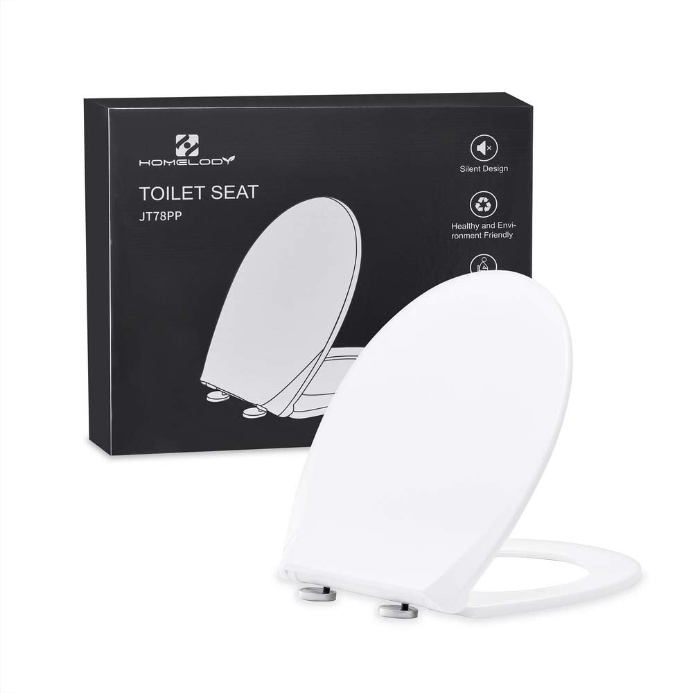Homelody Abattants WC Frein de Chute Lunette de Toilette Design O Couvercle de Toilette Blanc Lunette WC en Plastique Cuvette dans la Salle de Bain et Toilettes
