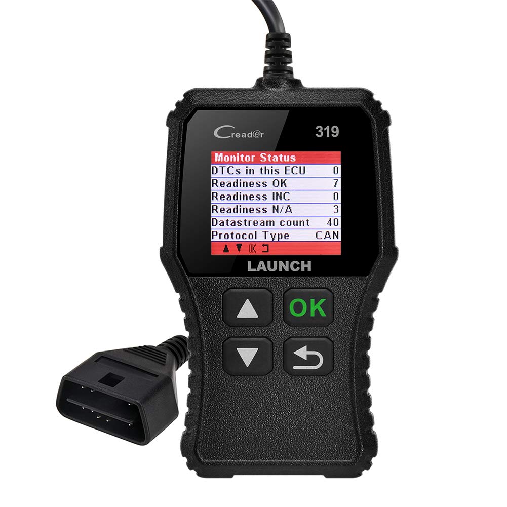 LAUNCH CR319 Scanner Auto Diagnostic OBD2 / EOBD/Can pour Lire et Effacer Les Codes d’Erreur du Moteur, Testeur d’EVAP et de Capteur d’O2 avec Recherche de Définition de Code Adapté pour Débutants