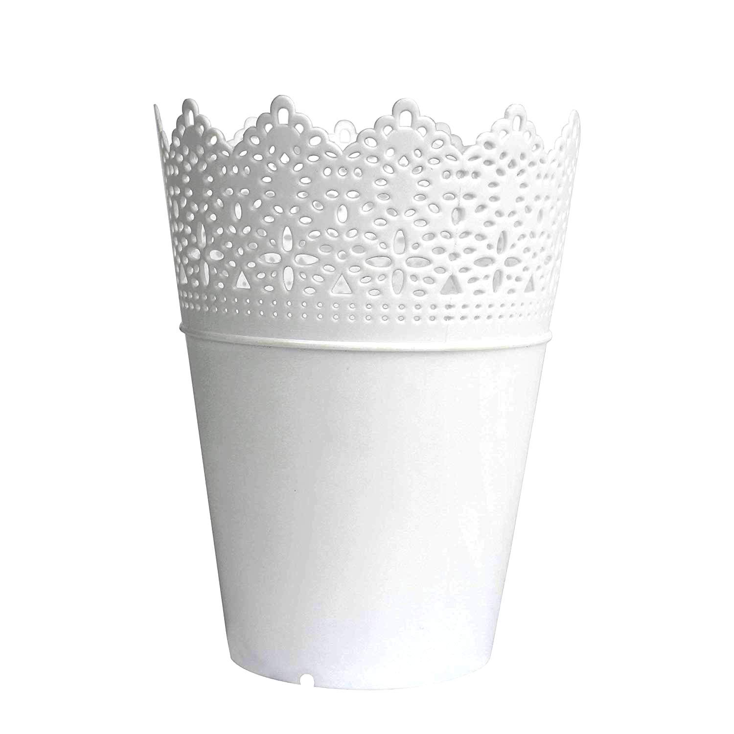 Leisial Solide Couleur Pot de Fleurs Vase à Plante Décoration de la Maison Support Stylo en Plastique Style Creux Floral Organisateur de Pinceau de Maquillage