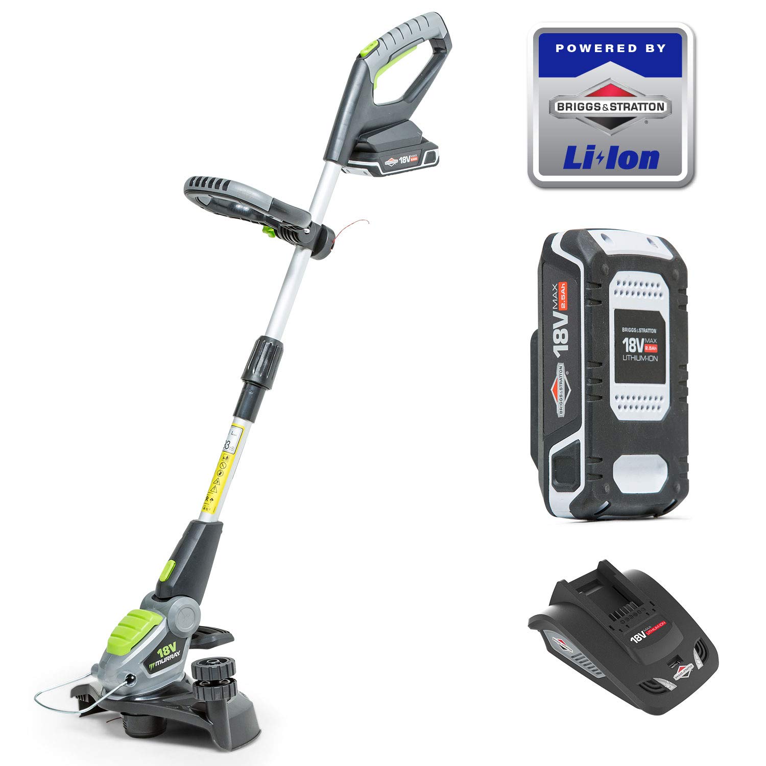 Murray Coupe-bordure 18V Lithium-Ion IQ18GTK, incluant la Batterie 2, 5 Ah et Le Chargeur, garantie 5 ans