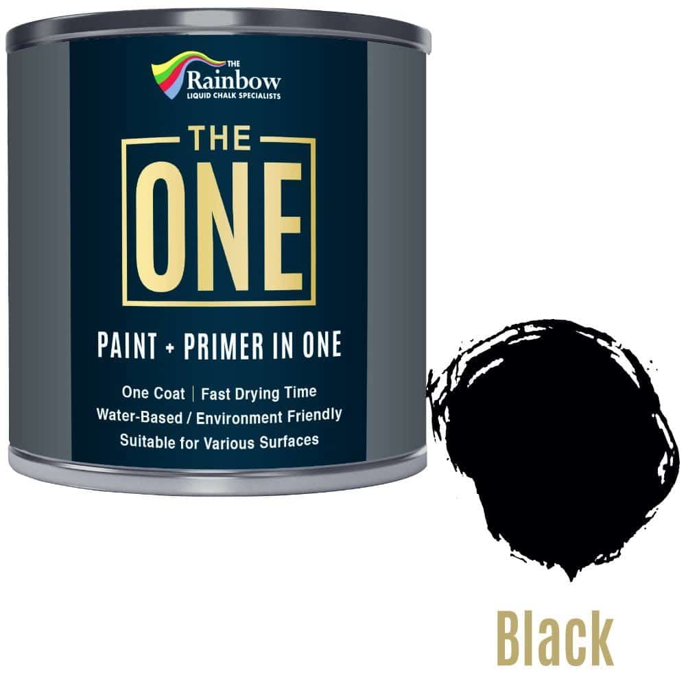 Peinture One Paint multi-surfaces pour bois, métal, plastique, intérieur, extérieur, noir, satiné, 250 ml