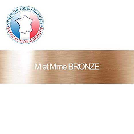 Plaque boite aux lettres adhésive | Plaque gravée à personnaliser 10 x 2,5 cm | 16 couleurs disponibles (Bronze écriture blanche)