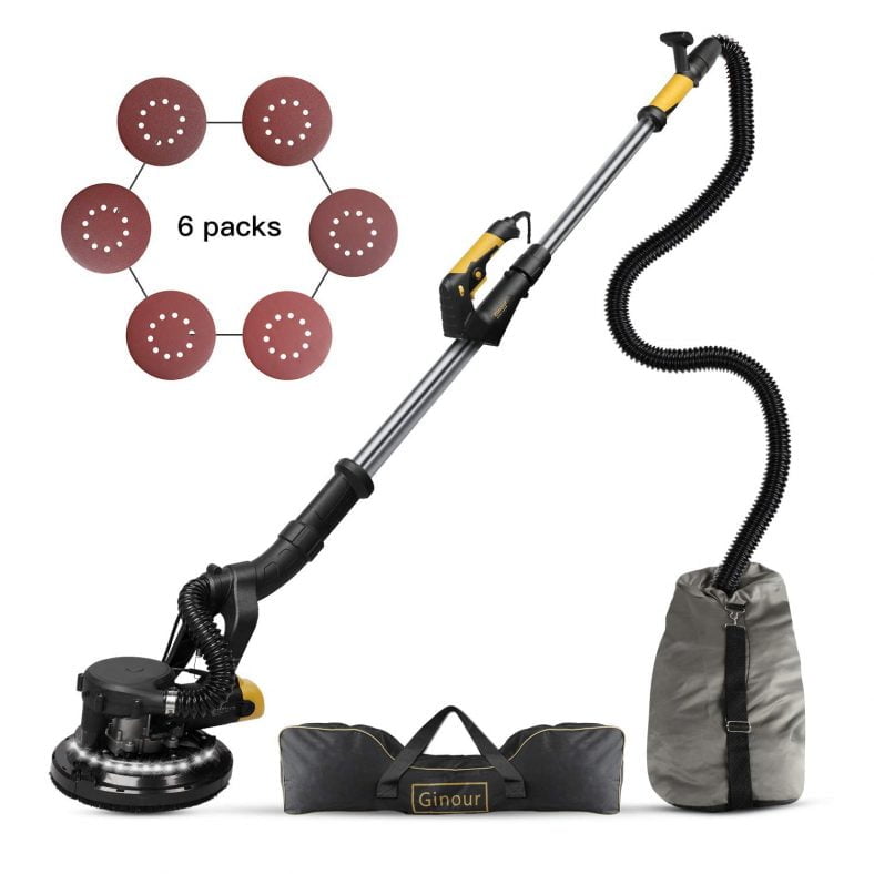 Ponceuse Girafe Monzana 750W Avec Aspirateur - Manche Télescopique 1.7m, 80 LED, 12 Disques Abrasifs - Pour Murs Et Plafonds