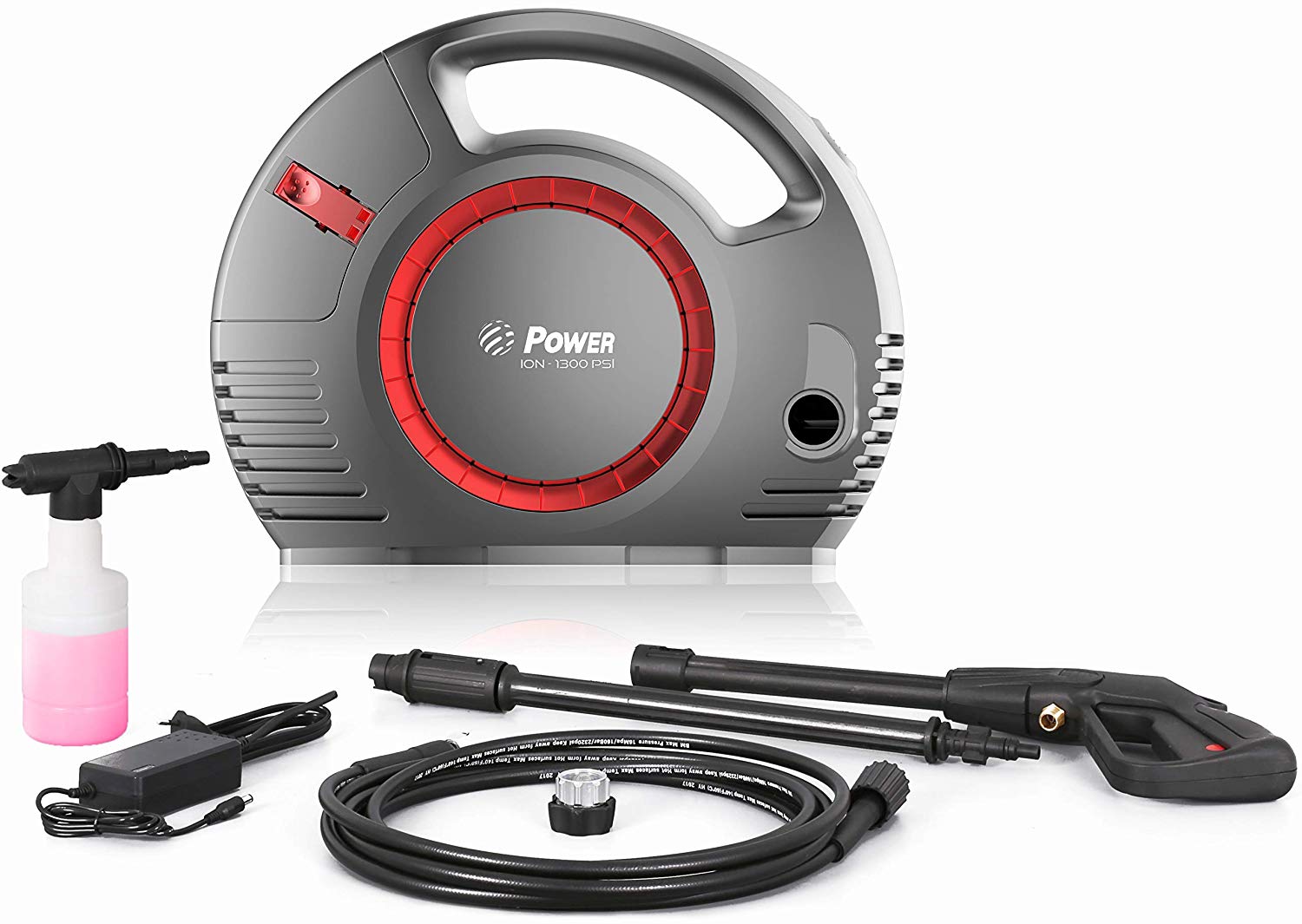 Power Nettoyeur haute pression 1300 Psi 1,2 gpm sans fil batterie au lithium 36V brushless La prochaine génération de laveuse à pression 4 fois plus faible Lifespan ultra sonore efficace rouge