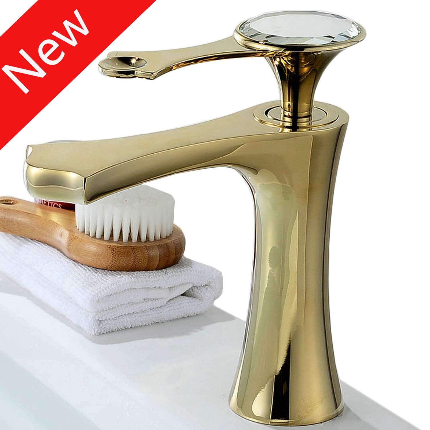 Robinet de salle de bain, robinet mitigeur monocommande doré pour lavabo, lavabo, robinet en cuivre pur.