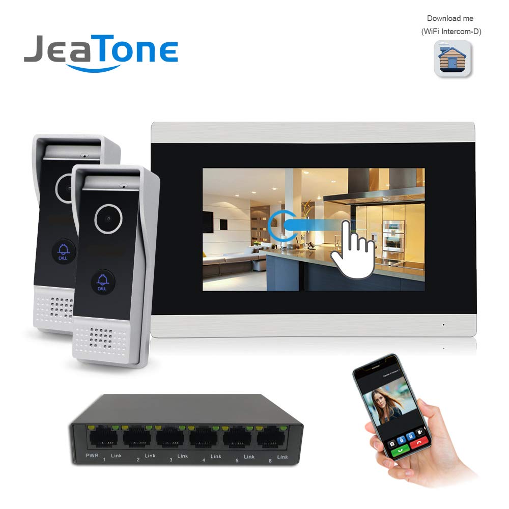 Sonnette d’interphone vidéo WiFi IP vidéo, moniteurs Couleur 7 Pouces et visiophone HD monté en Surface, contrôle de Deux verrous et système d’interphone de Version Nuit