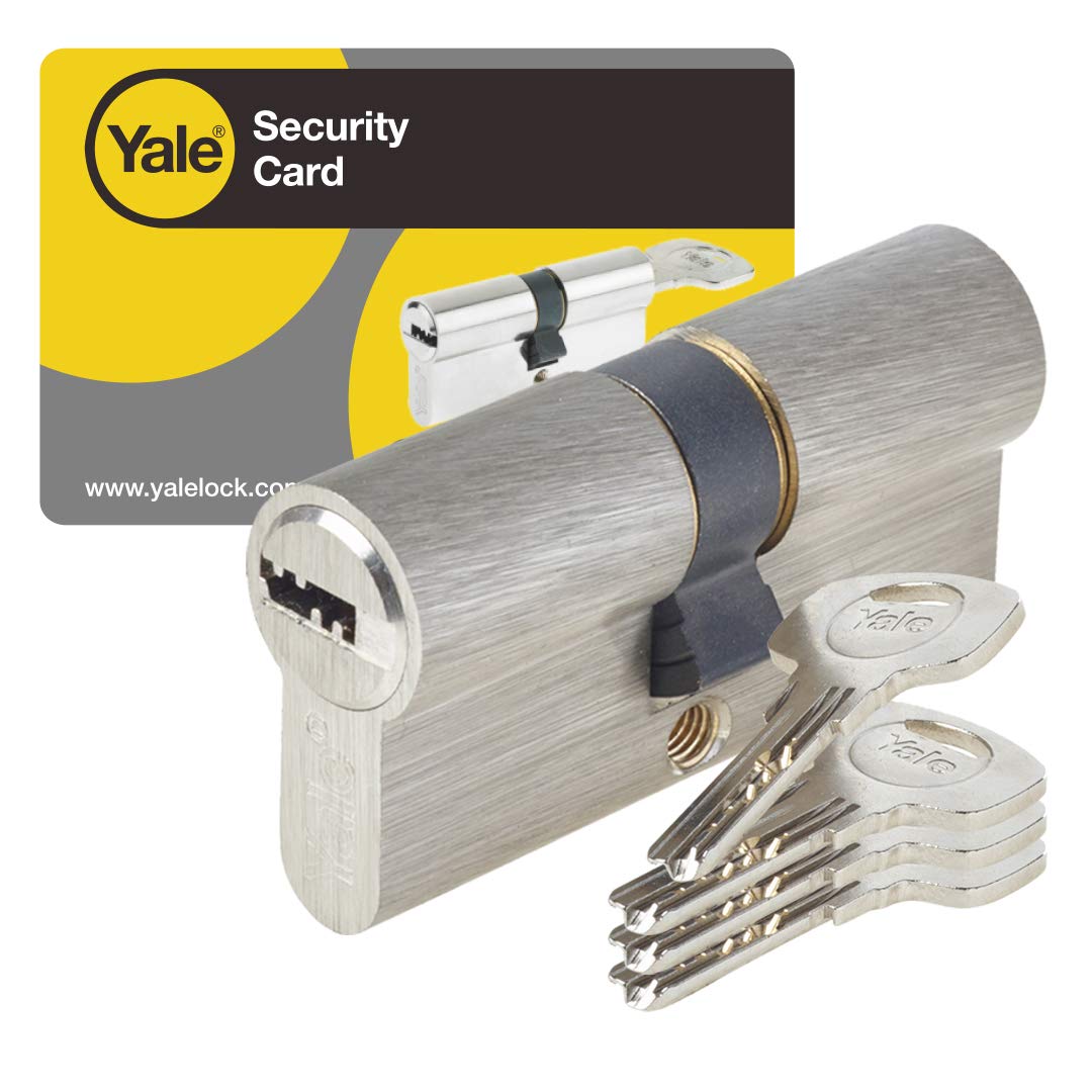 Yale YC1000+ Cylindre de Serrure Débrayable 30×40 mm pour Porte Extérieure/Entrée, 6 Goupilles, 4 Clés, Nickelé