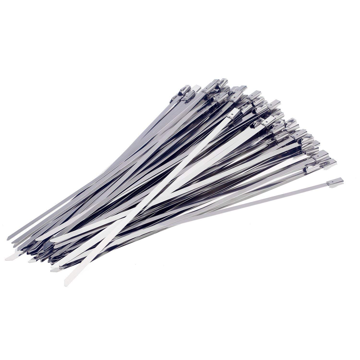 Yizhet 300pcs Attaches Câbles en Acier Inoxydable de Haute Qualité Métal Collier de Serrage en Acier Inoxydable 300mm x 4,6mm Bandage de Serrage en Acier de Bandage en Métal Bandage Relie (300pcs)