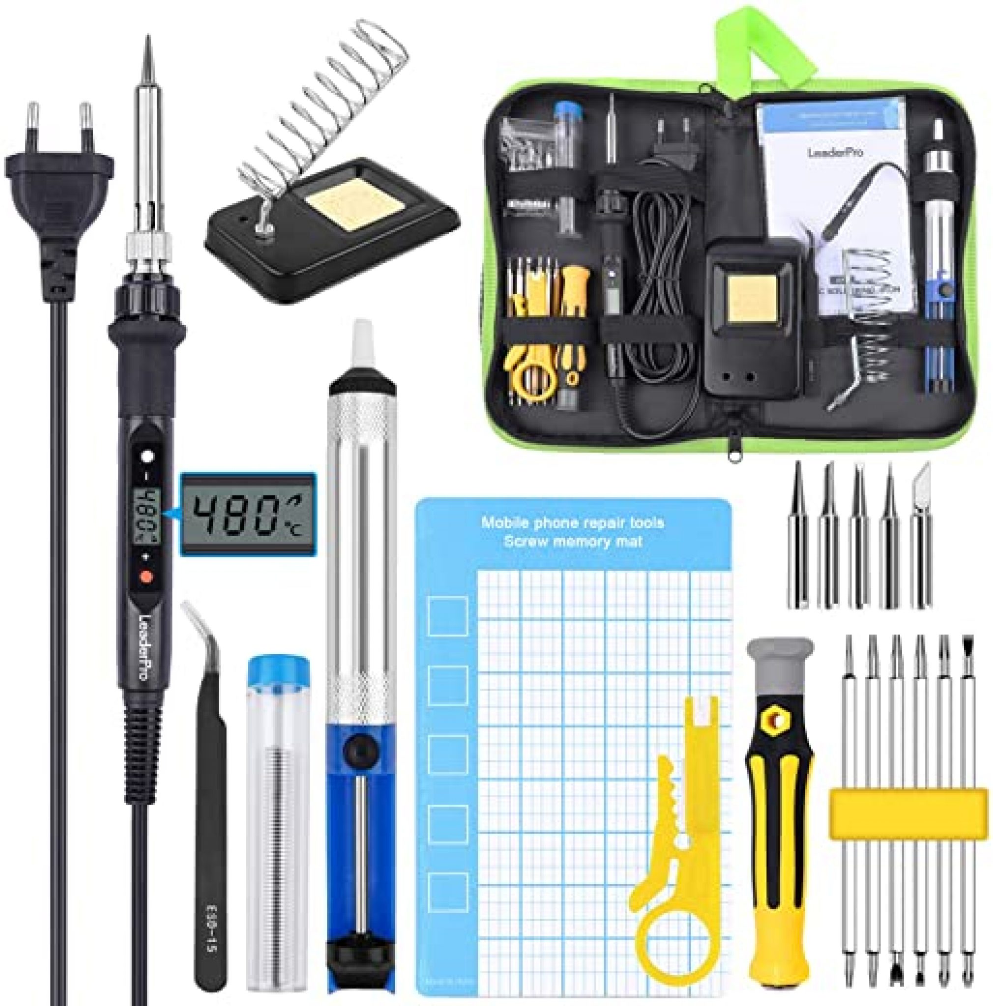 LeaderPro Fer à Souder 80W Kit de Soudure Température Réglable 180℃~480 ...