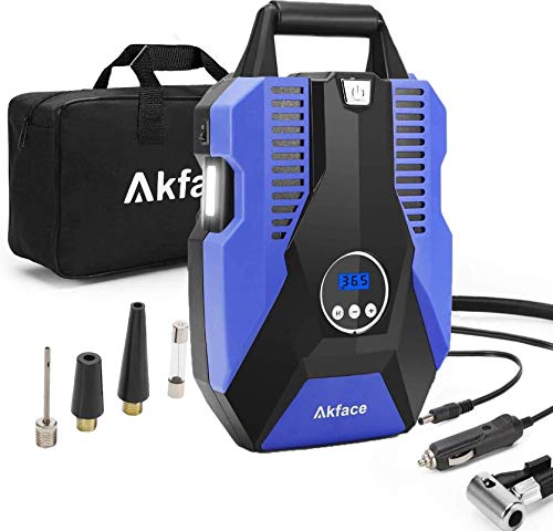 Compresseur d'Air Portatif 12V, Portable 120W Auto Gonfleur Pneus,  Electrique Compresseur Air Numérique avec Lampe LED, 3M Câble pour Voiture  Vélo (Bleu) - Équipement auto