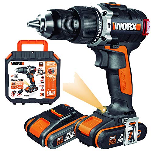 Worx WX373 Perceuse à percussion 2 batteries Li-Ion 20 V 2,0 Ah