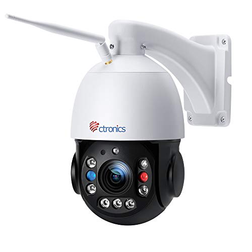 30X Zoom 5MP PTZ Caméra de Surveillance WiFi Extérieure Ctronics Caméra IP Suivi Automatique Détection Humaine Vision Nocturne 150M Rotation 355 °90° Alarme Sonore Audio Bidirectionnel Etanchéité IP66