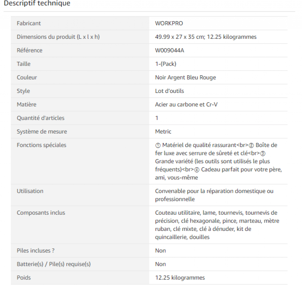 Fiche Techique B019MDJXY4