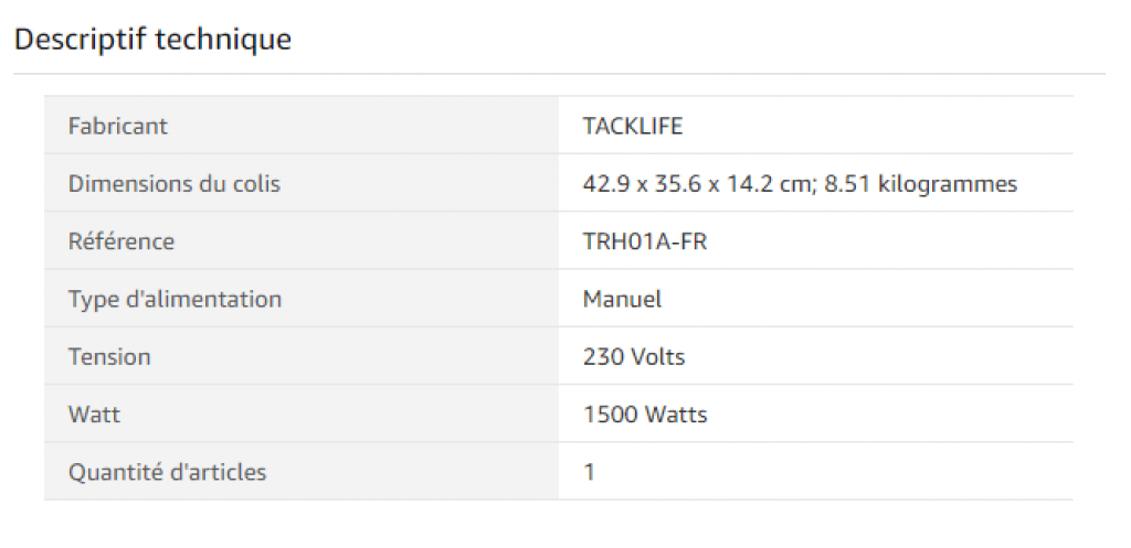 Fiche Techique B07WR8VTQ9