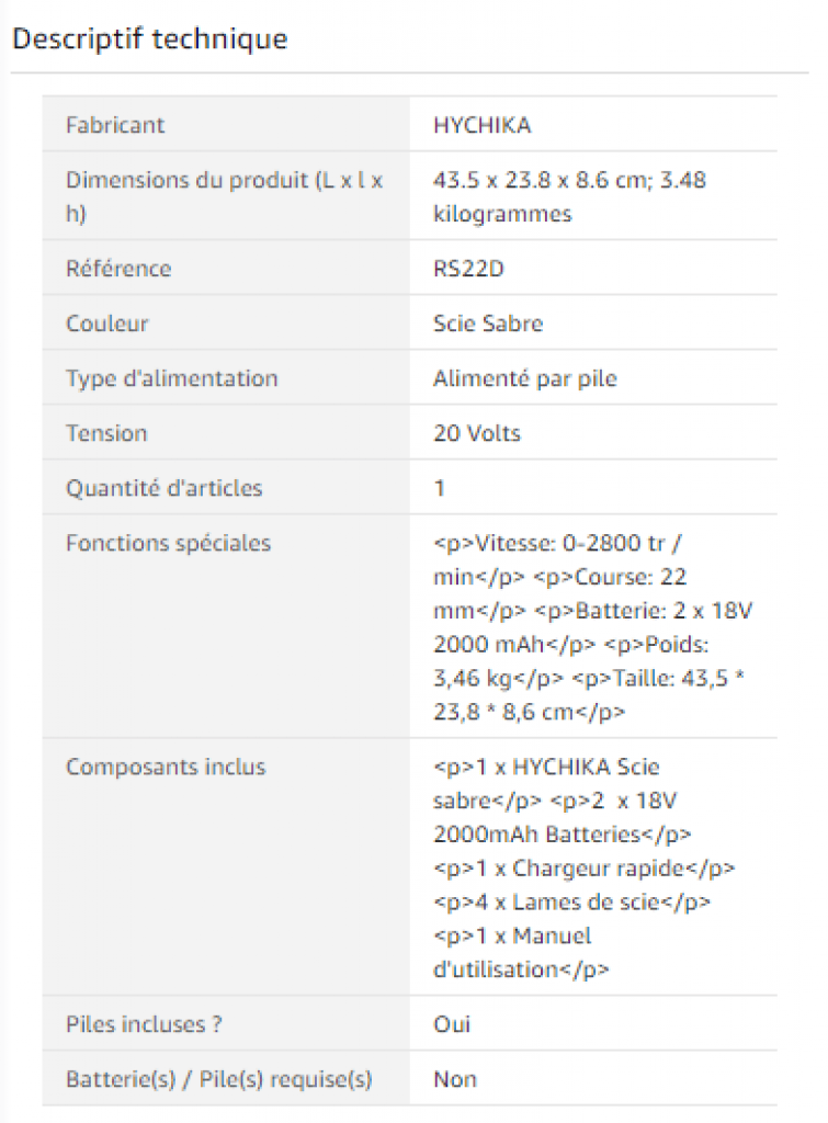 Fiche Techique B0811CNVCJ