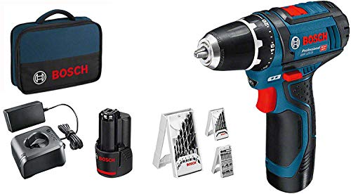 Bosch Professional 12V System Perceuse-visseuse sans Fil GSR 12V-15 (incl. 2x2.0 batterie + chargeur, 39 pcs. set d'accessoires, dans un sac) - Édition Amazon